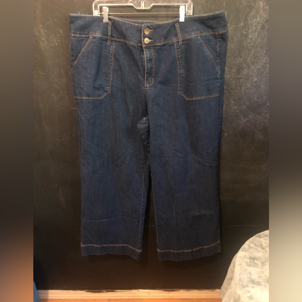 EUC 24W Cato’s Jeans Wide Legs with Contrast Thread Hems